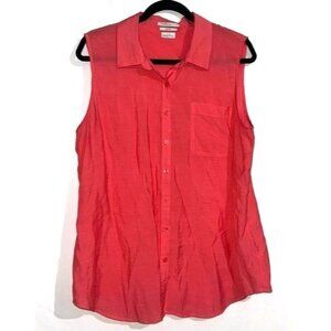 Van Heusen Studio Sleeveless Button-Up Top XL Coral
